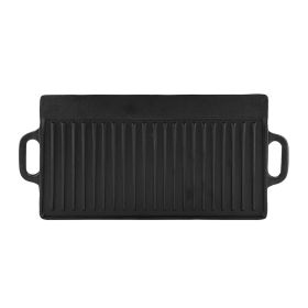 Non-Stick Cast Iron Grill Griddle Pan Ridged and Flat Double Sided Baking Cooking Tray Bakeware