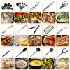 23Pcs Kitchen Utensil Set Stainless Steel Nylon Heat Resistant Cooking Utensil Tool Kit w/ Grater Scraper Tongs Whisk Can Bottle Opener Pizza Cutter V