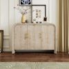 Retro Minimalist Curved Sideboard with Gold Handles and Adjustable Dividers for Living Room or Dining Room